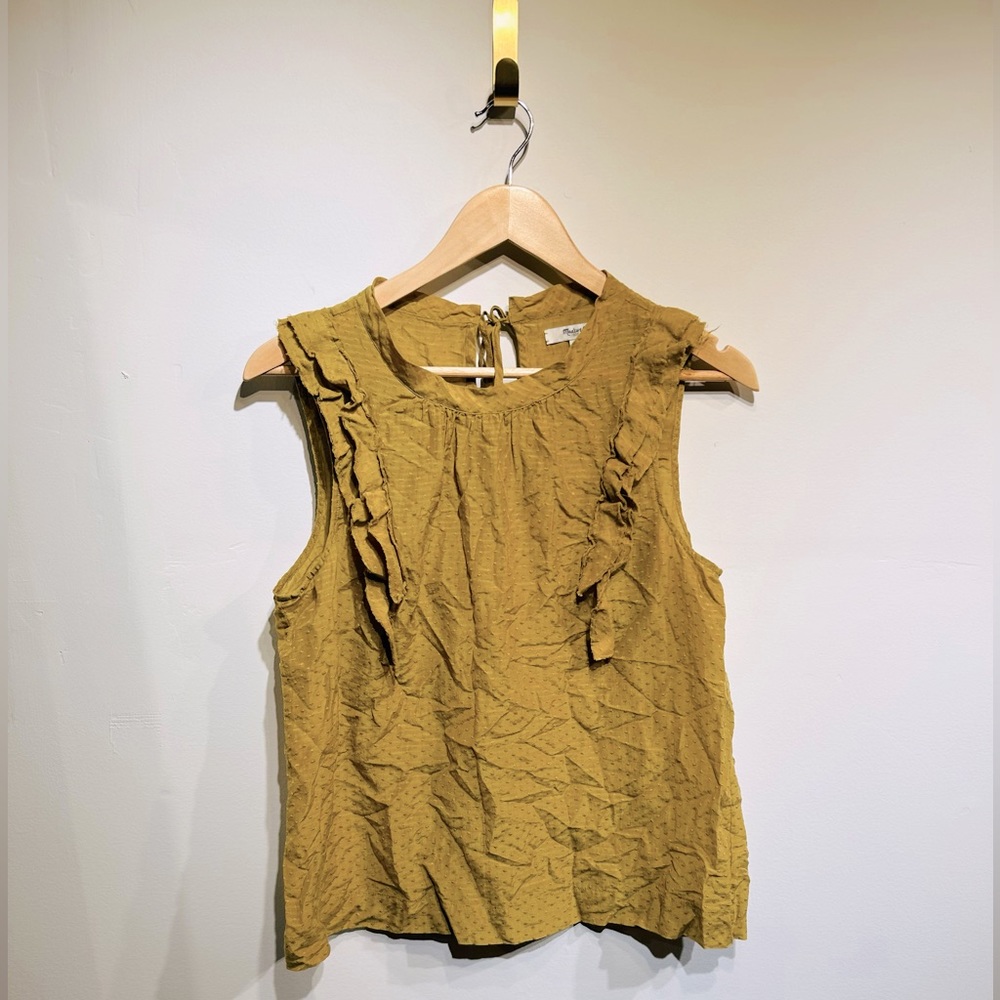 Madewell Mustard Yellow Ruffle Sleeveless Tank Top